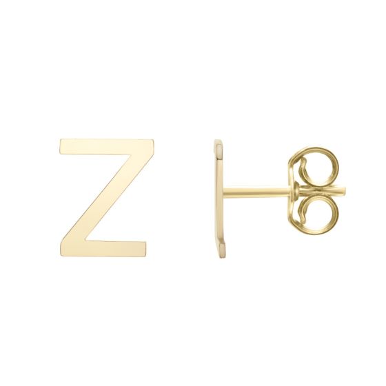 14K Gold Initial Stud Earring