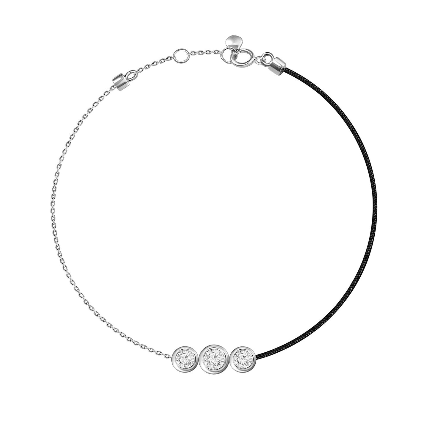 18k 3 Bezel Diamond One Chain Bracelet