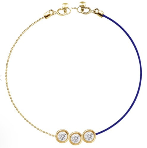 18k 3 Bezel Diamond One Chain Bracelet