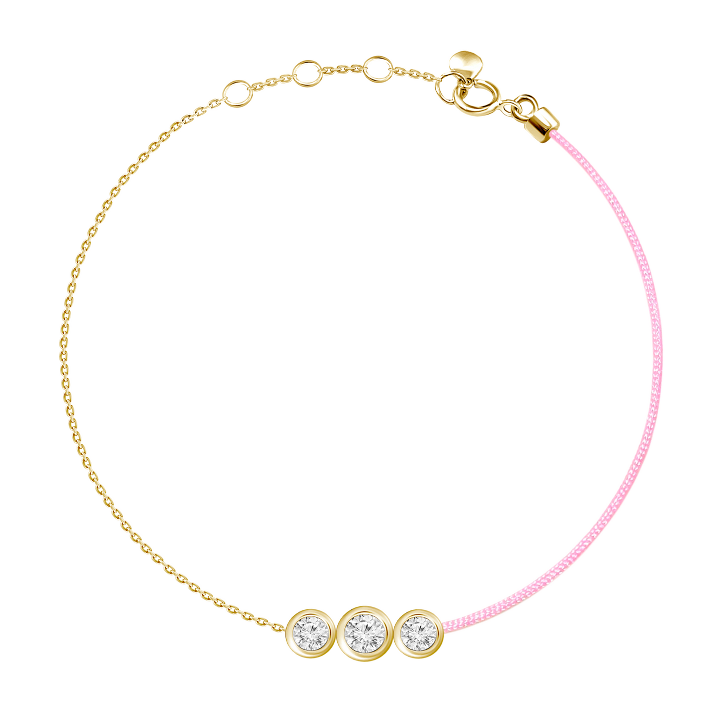 18k 3 Bezel Diamond One Chain Bracelet