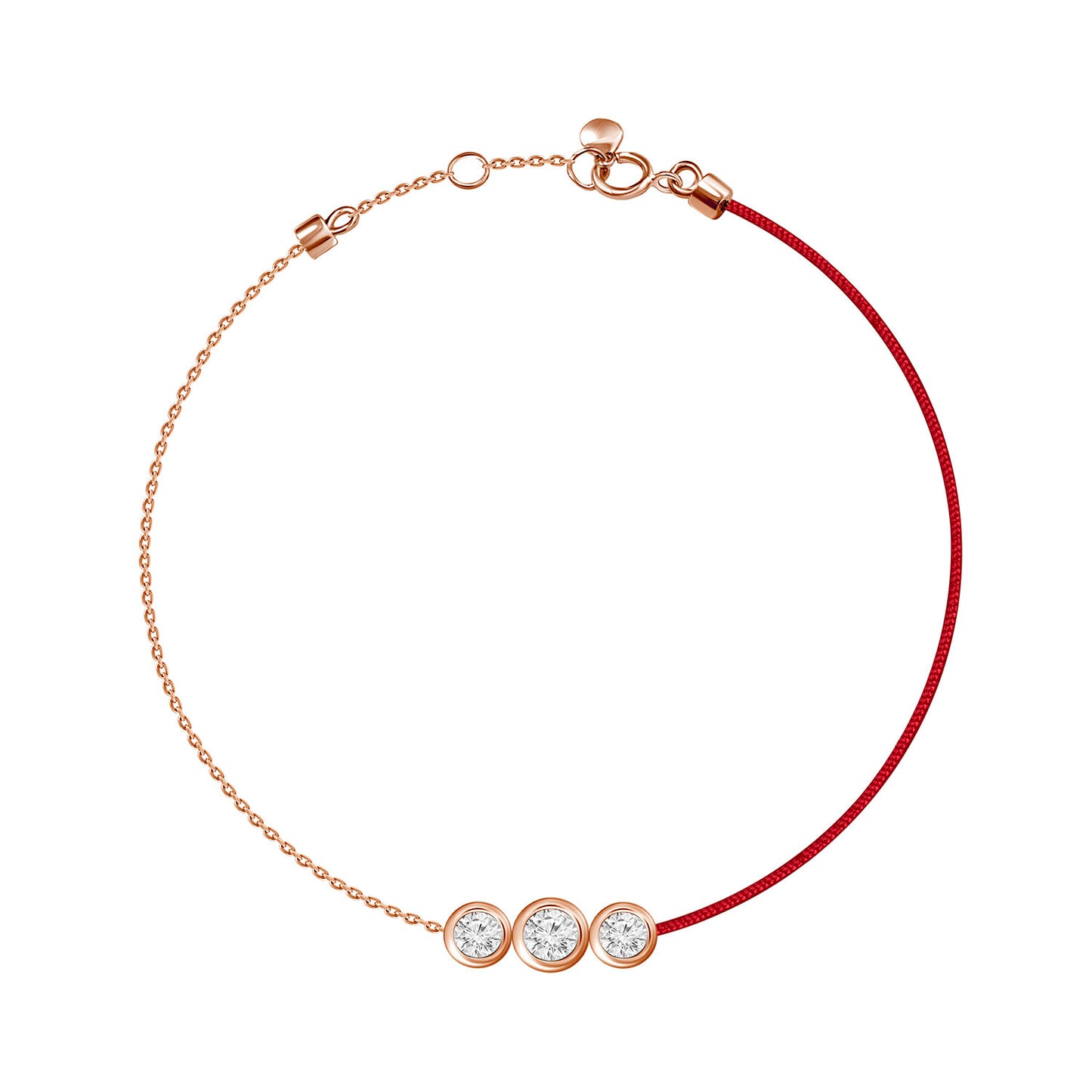 18k 3 Bezel Diamond One Chain Bracelet