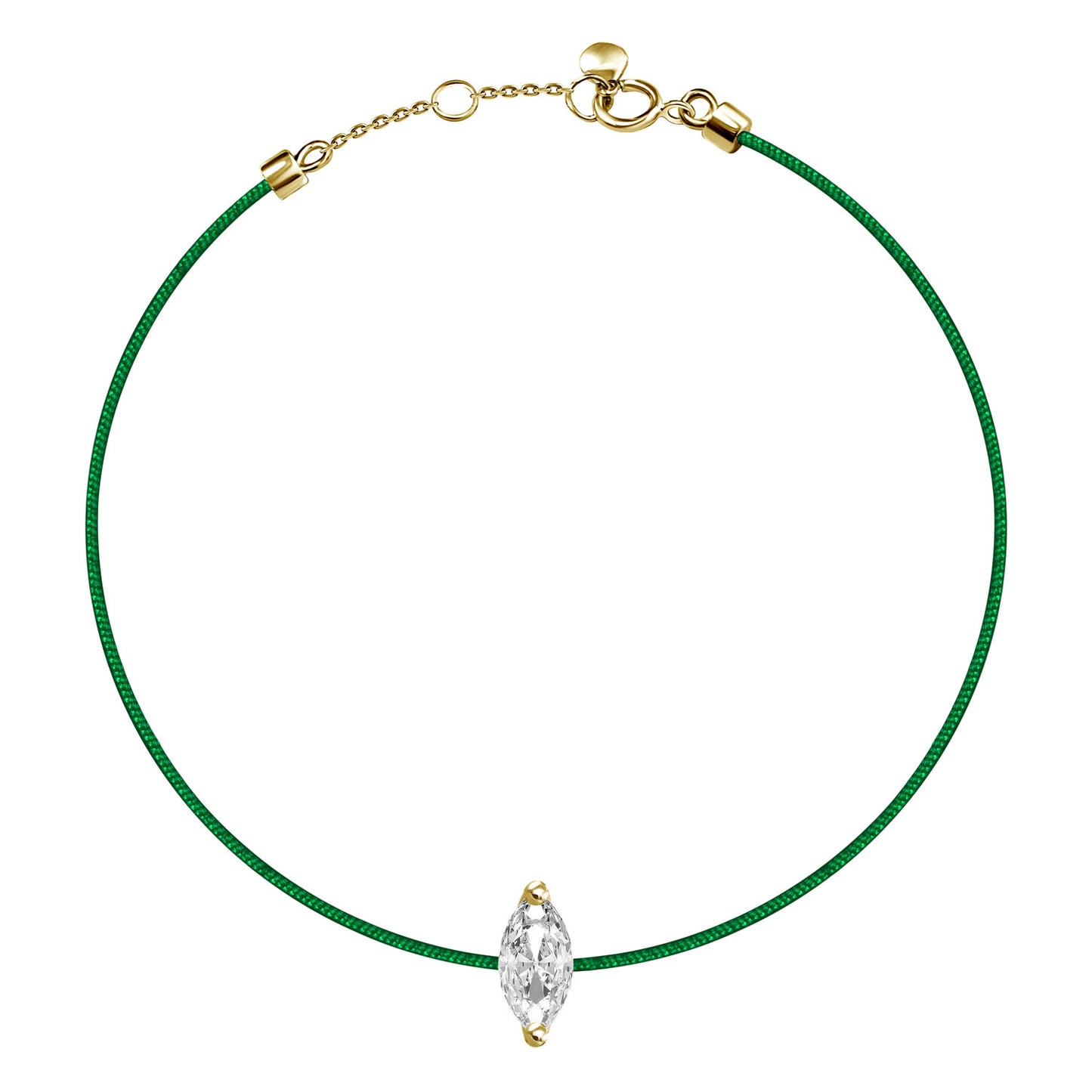 18k Solitaire Marquise Diamond Silk Thread Bracelet