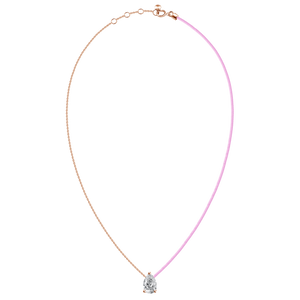 18k Solitaire Pear Diamond Chain Thread Necklace