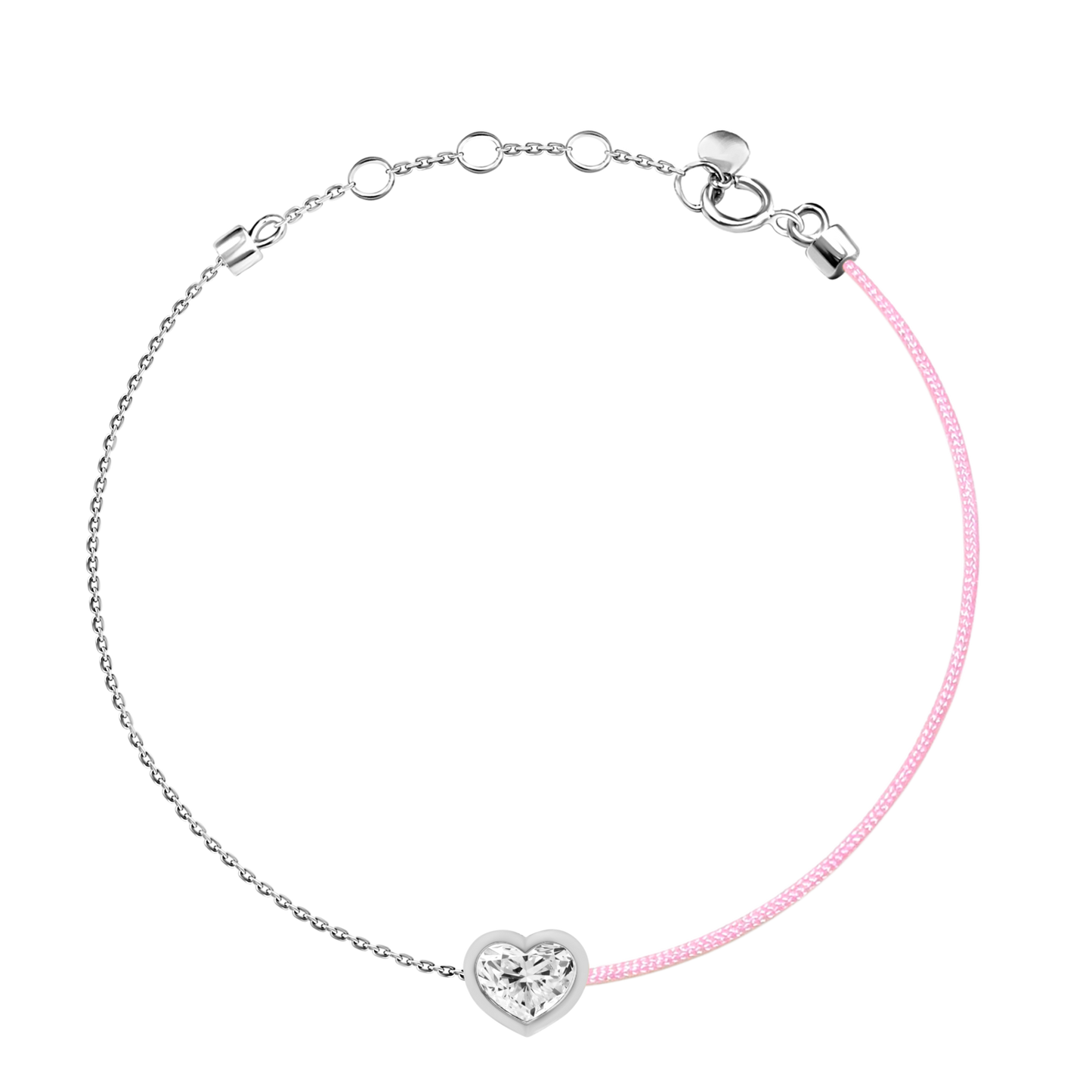 18k Bracelet Heart Diamond 1 Silk Thread