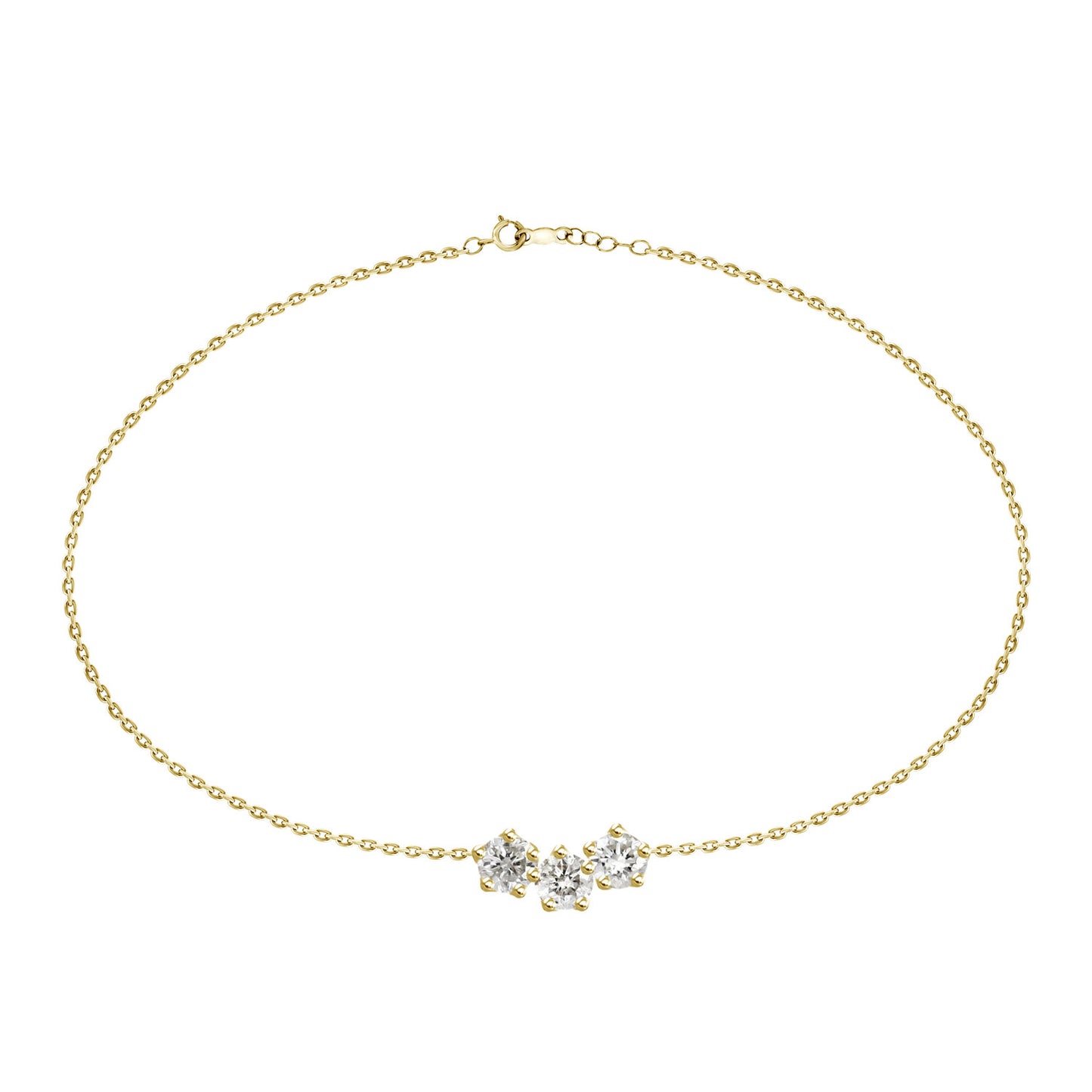 18k 3 Bezel Round Cut Diamond Bracelet