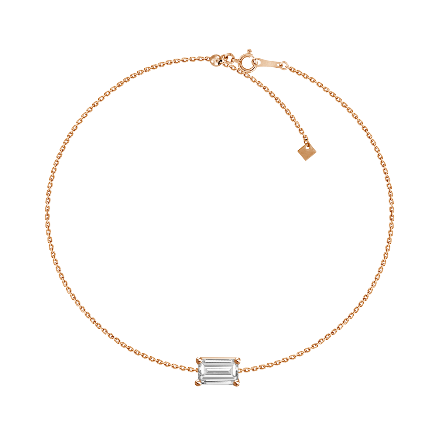 18k Solitaire Emerald Cut Diamond Bracelet