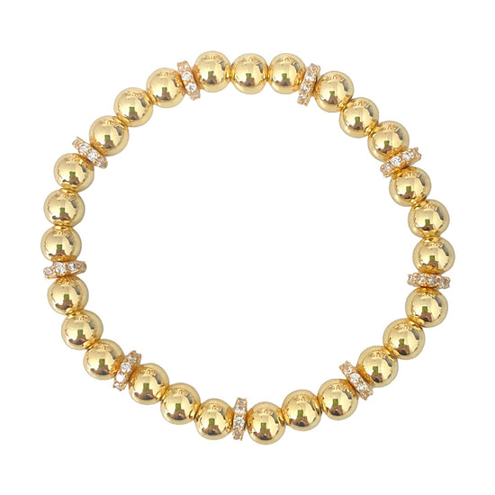 Golden Ball Pave Rondelle Stack