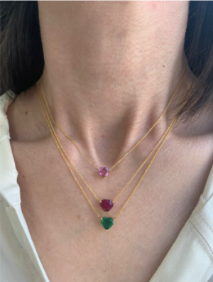 Precious GemSolitaire Heart Necklace