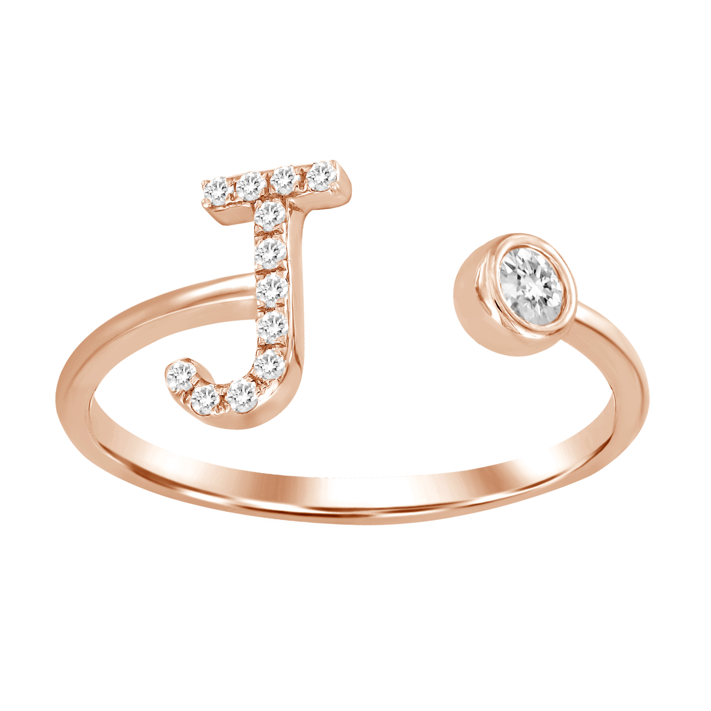 18k Alphabet Ring With Bezel