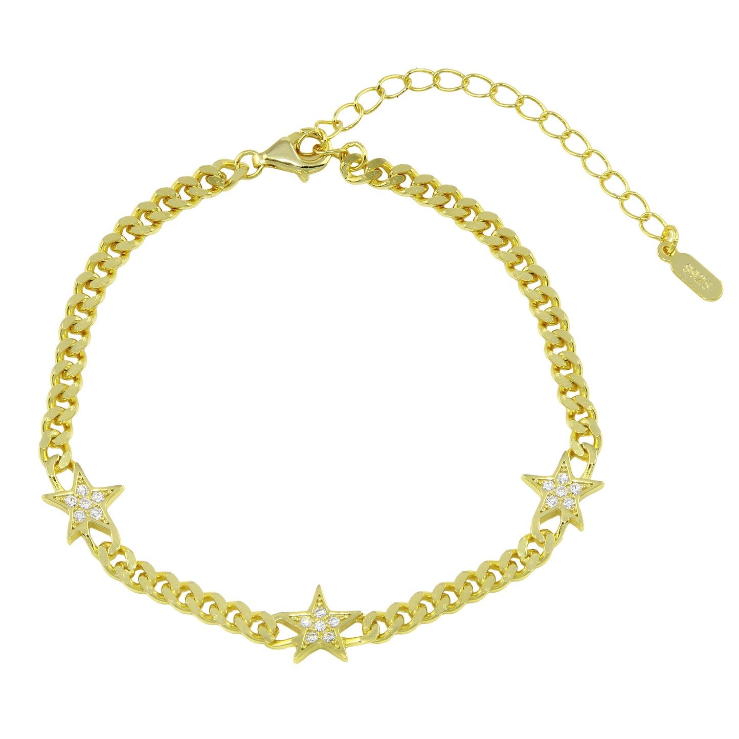 Star Cuban Zirconia Chain Bracelet