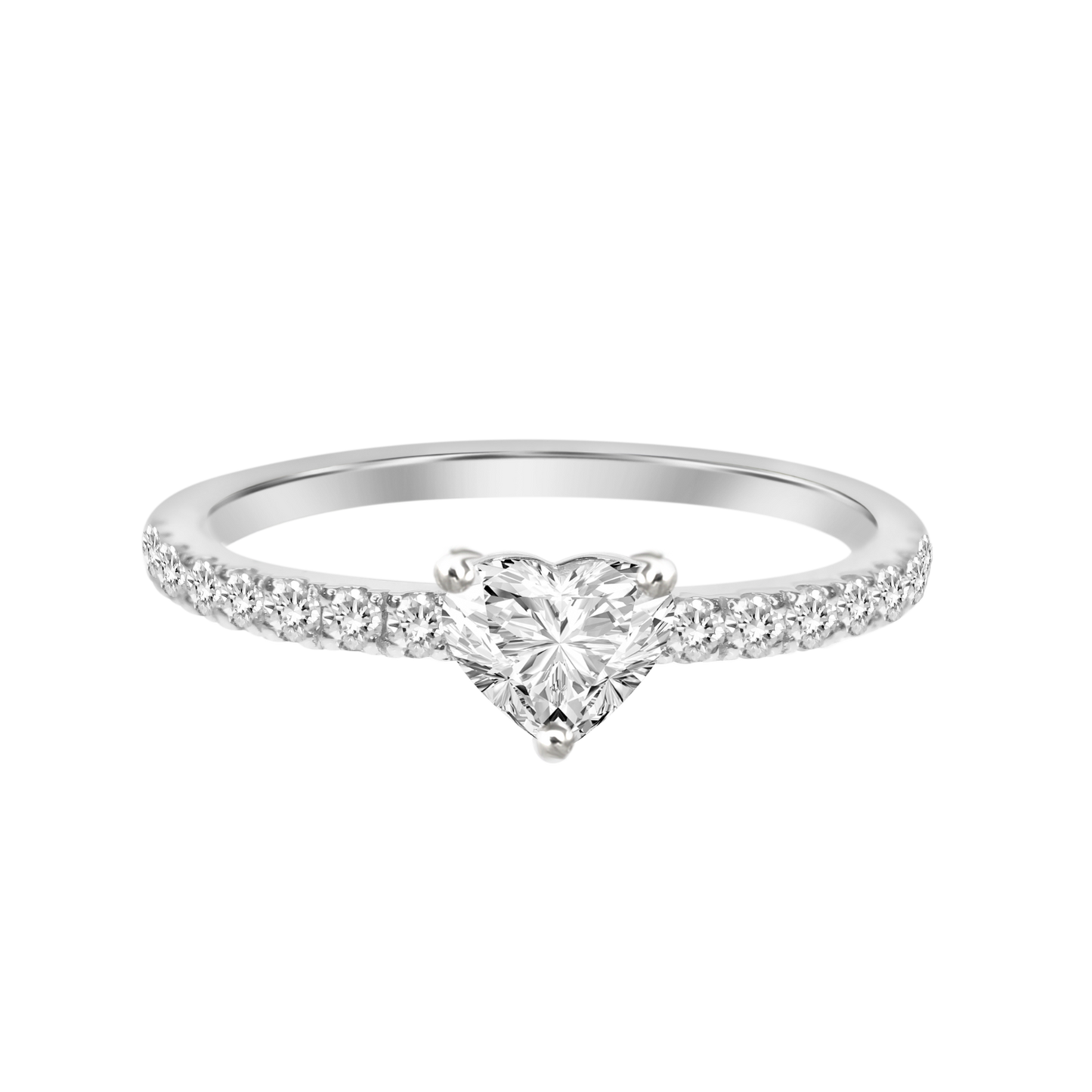 18K Pave Solitaire Diamond Ring