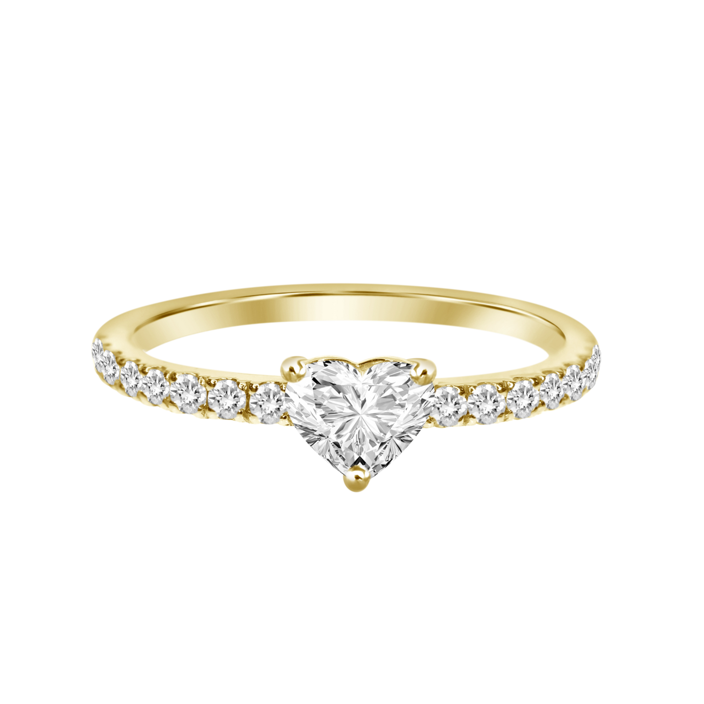 18K Pave Solitaire Diamond Ring
