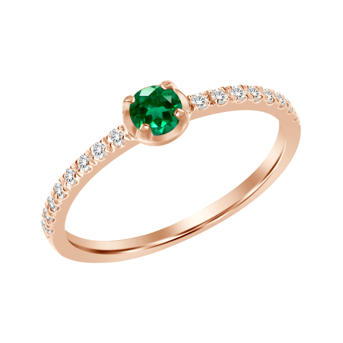 18k Pave Round Solitaire Ring