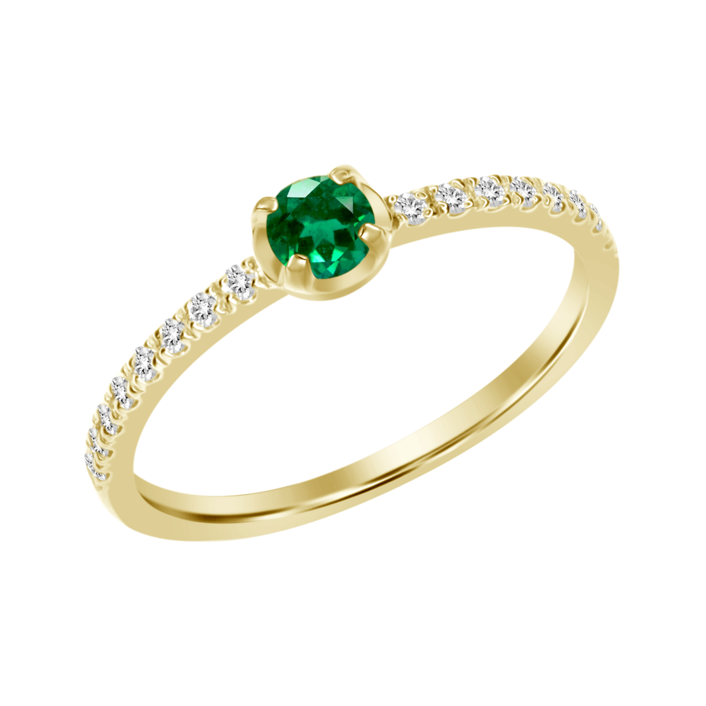 18k Pave Round Solitaire Ring