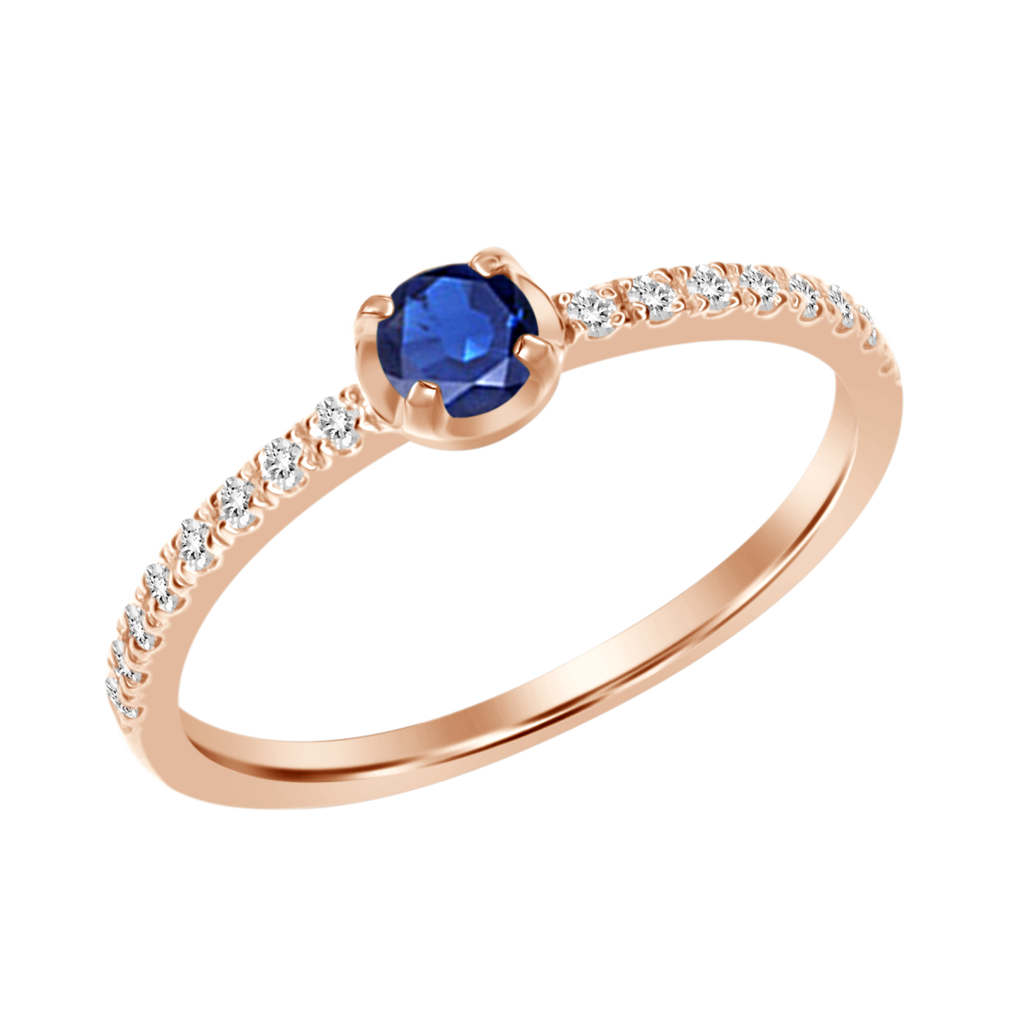 18k Pave Round Solitaire Ring