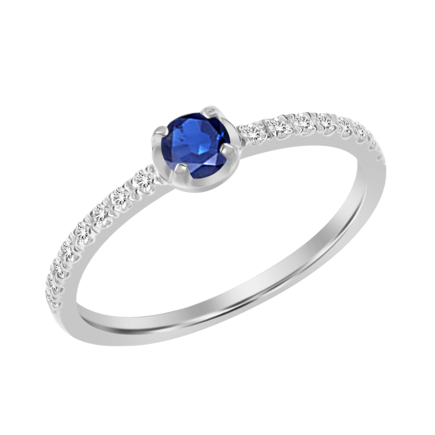 18k Pave Round Solitaire Ring