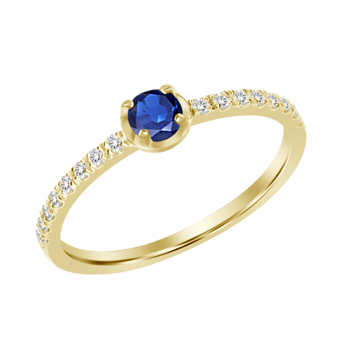 18k Pave Round Solitaire Ring
