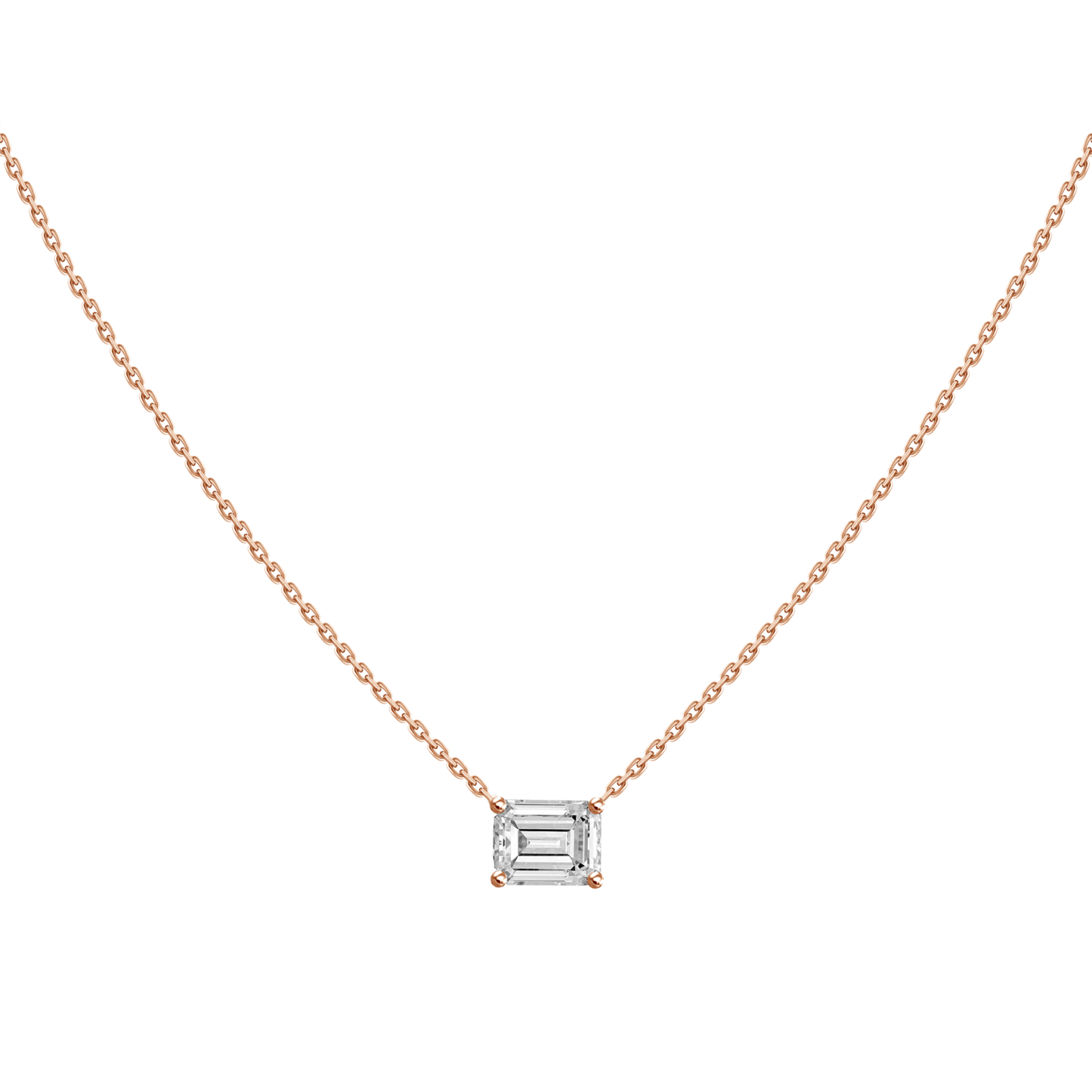 18k Solitaire Emerald Diamond Chain Necklace