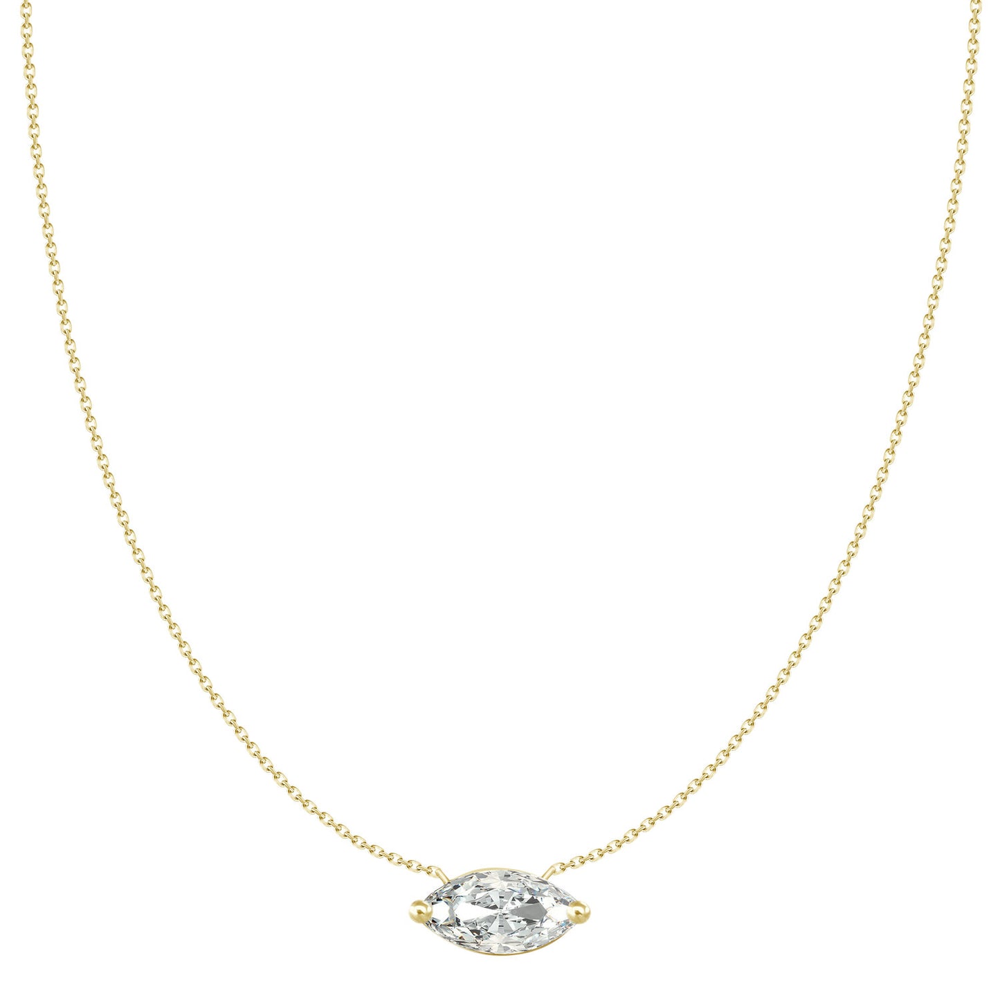 18k Solitaire Marquise Diamond Chain Necklace
