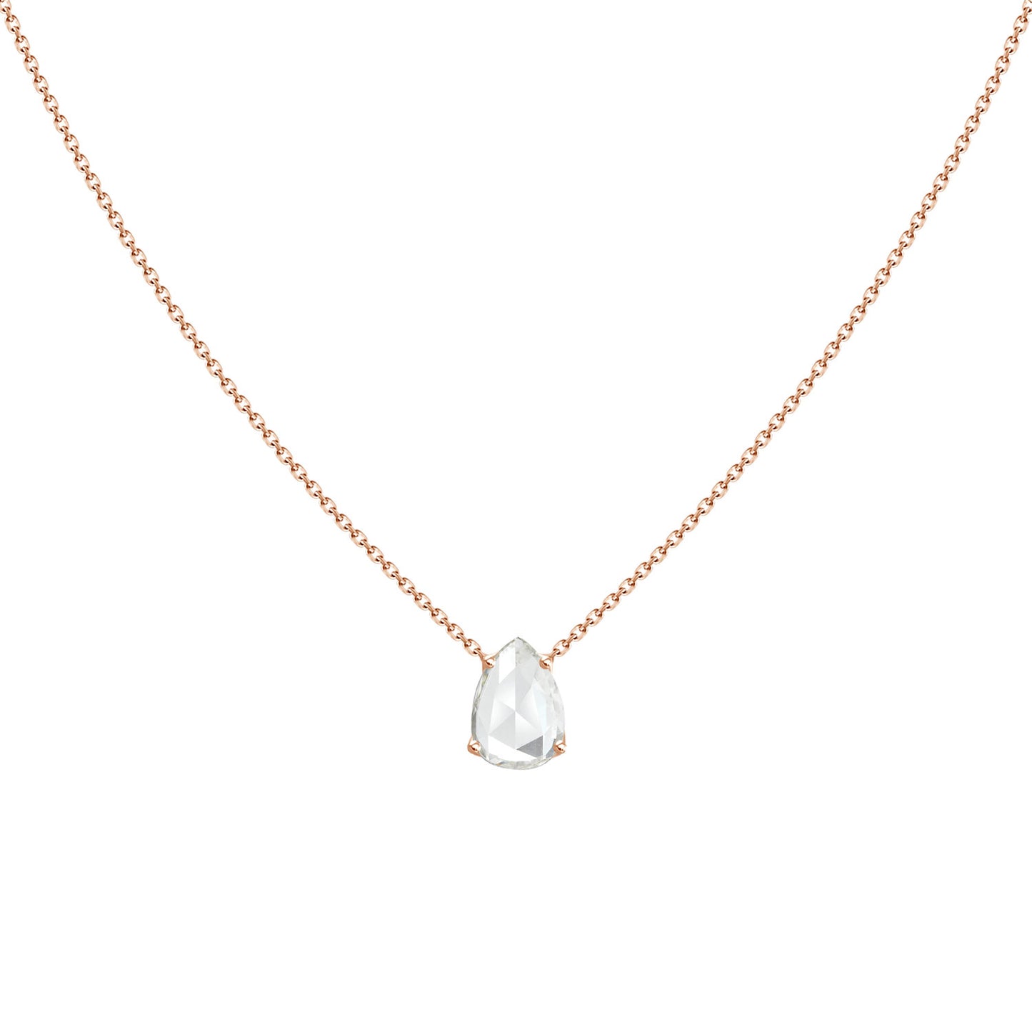 18k Solitaire Pear Diamond Chain Necklace