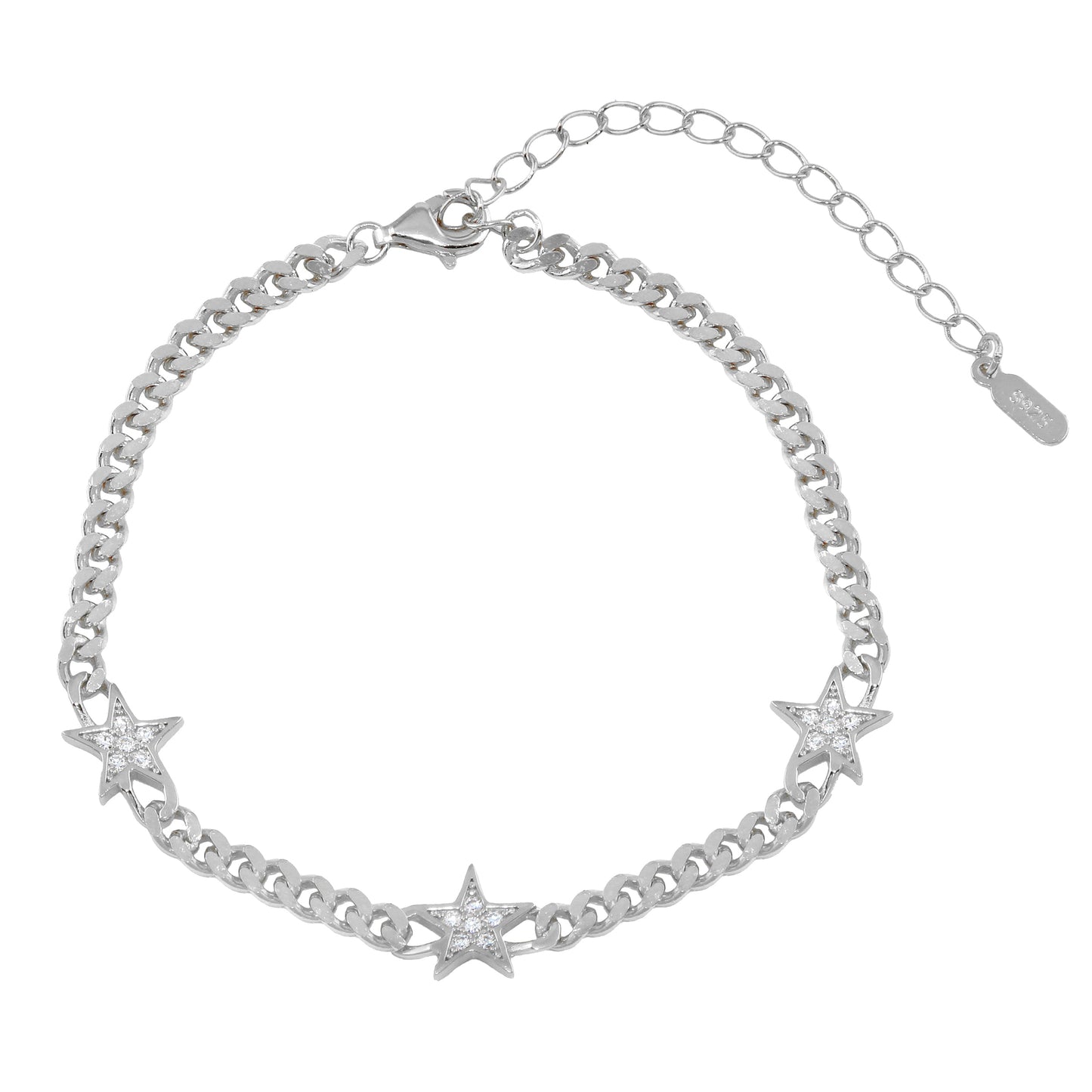 Star Cuban Zirconia Chain Bracelet
