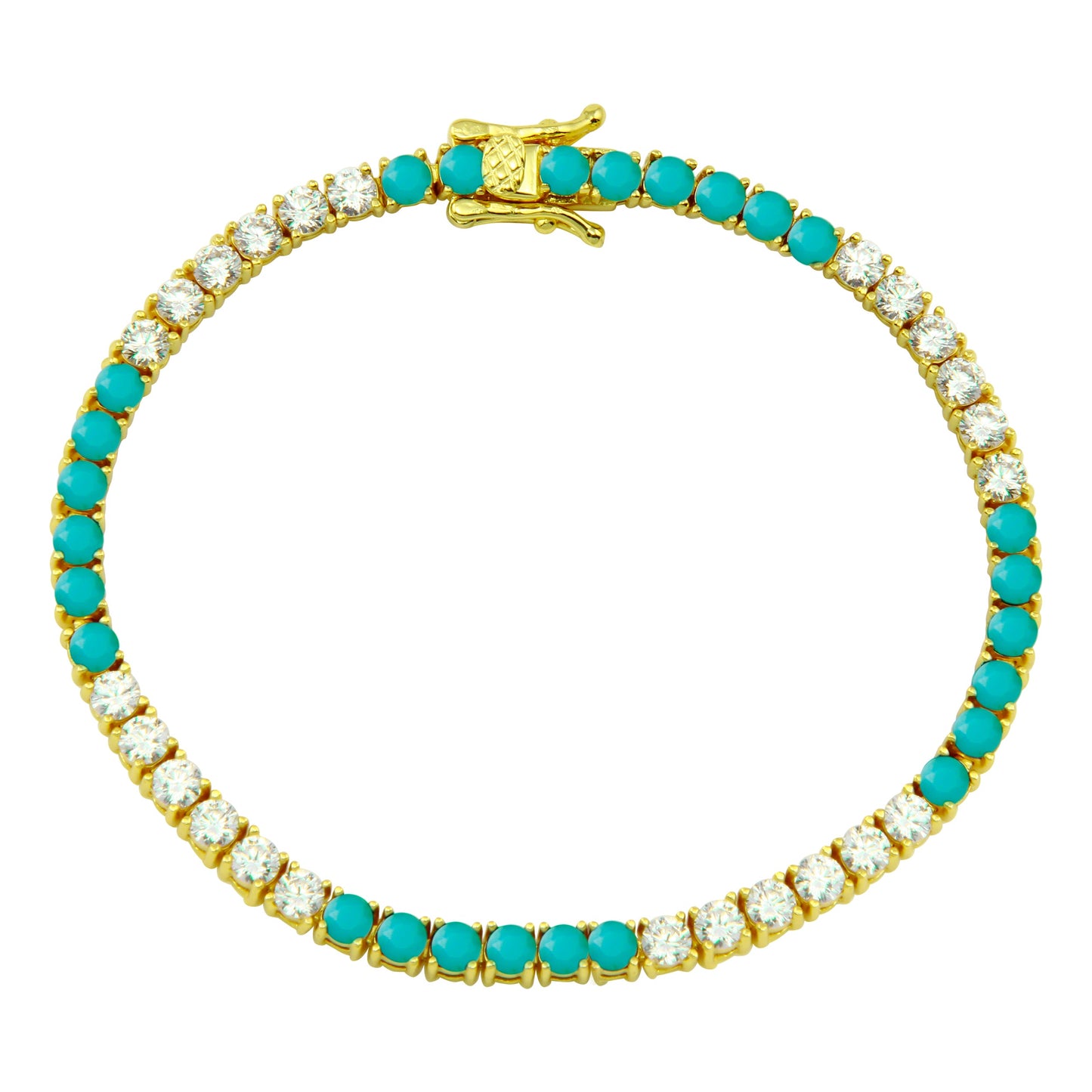 Turquoise and Zirconia Tennis Bracelet