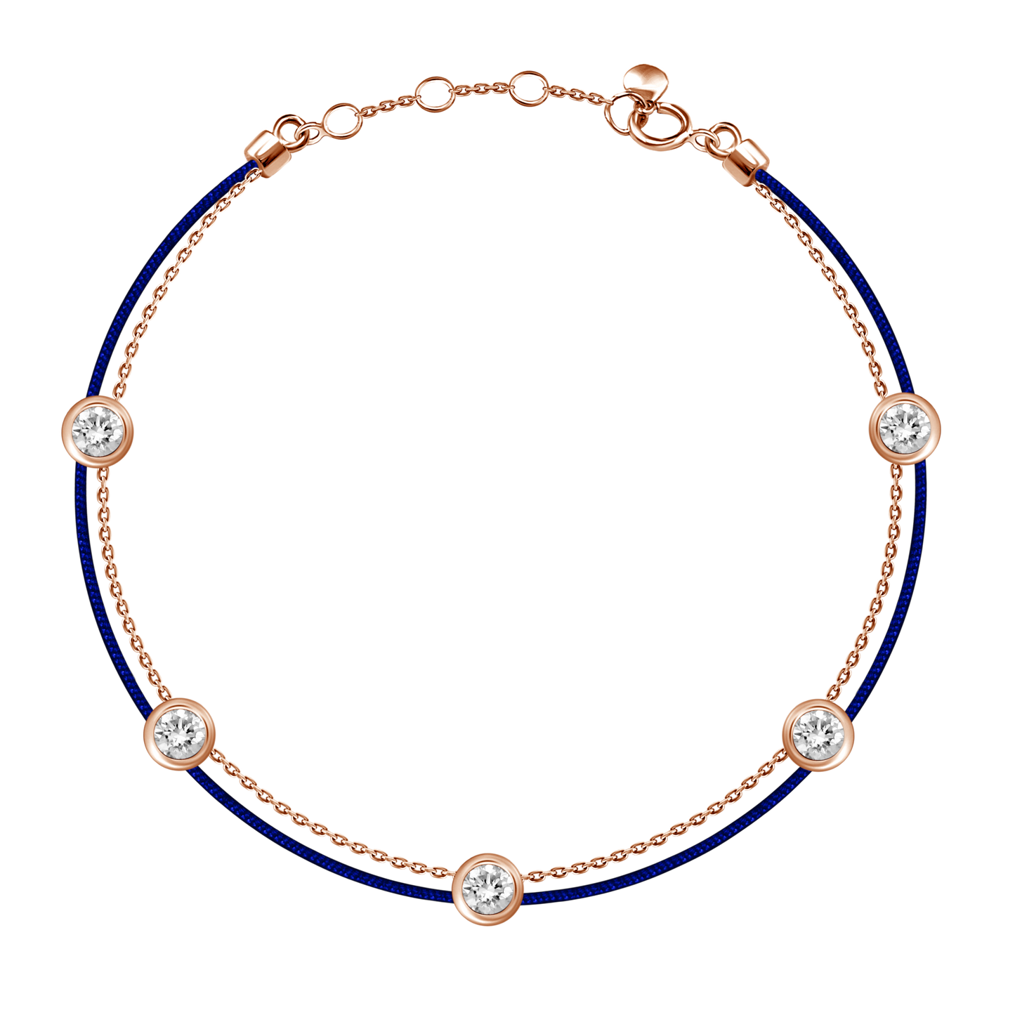 18k 5 Bezel Diamond Chain Bracelet