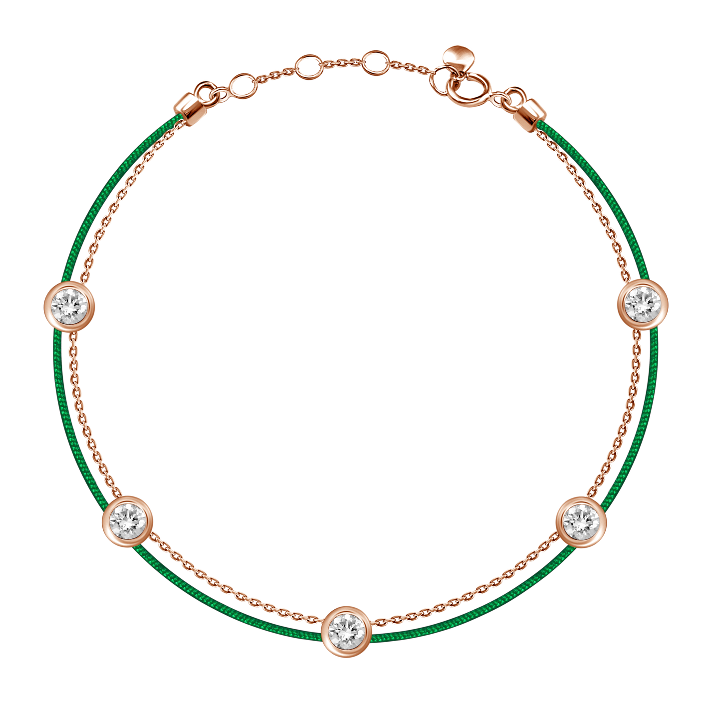 18k 5 Bezel Diamond Chain Bracelet