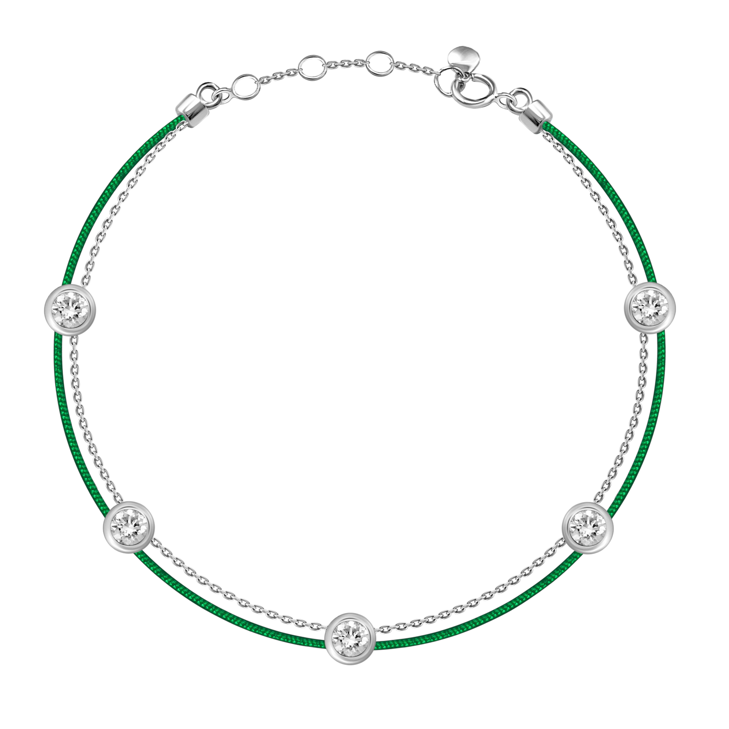 18k 5 Bezel Diamond Chain Bracelet