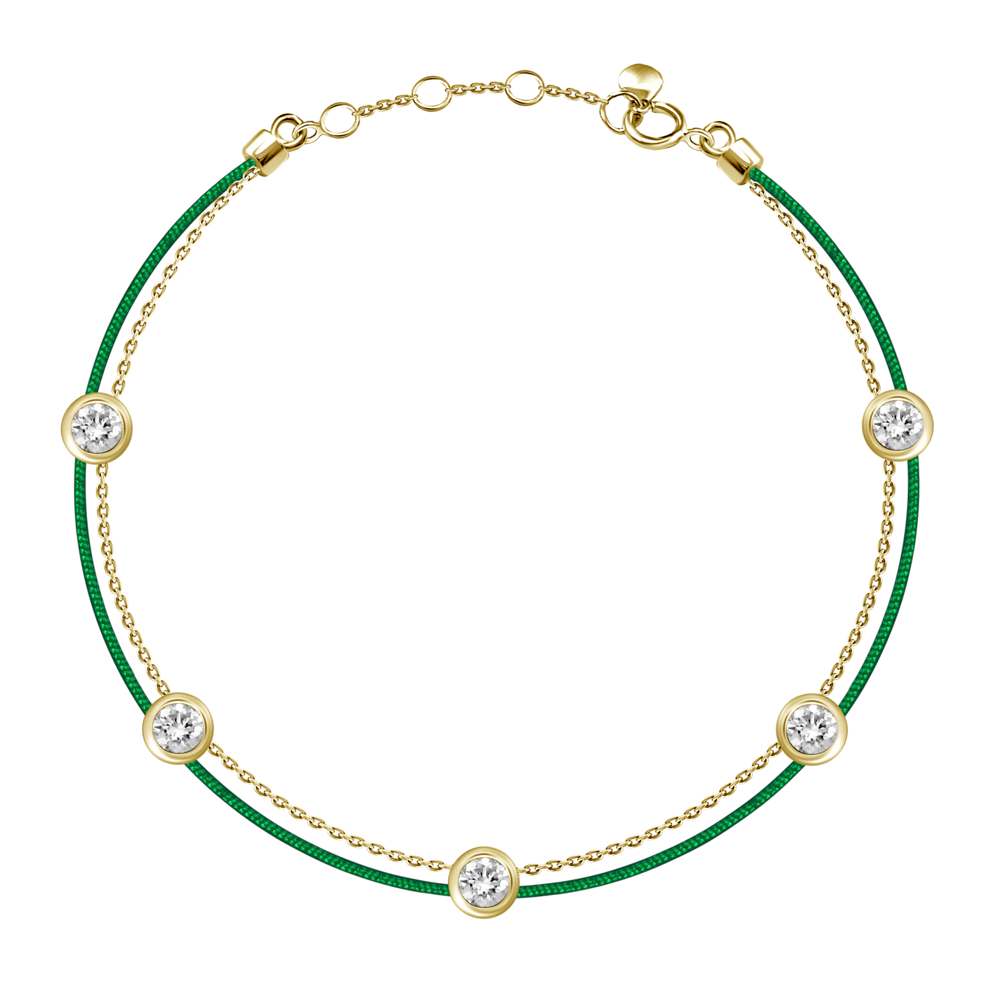 18k 5 Bezel Diamond Chain Bracelet