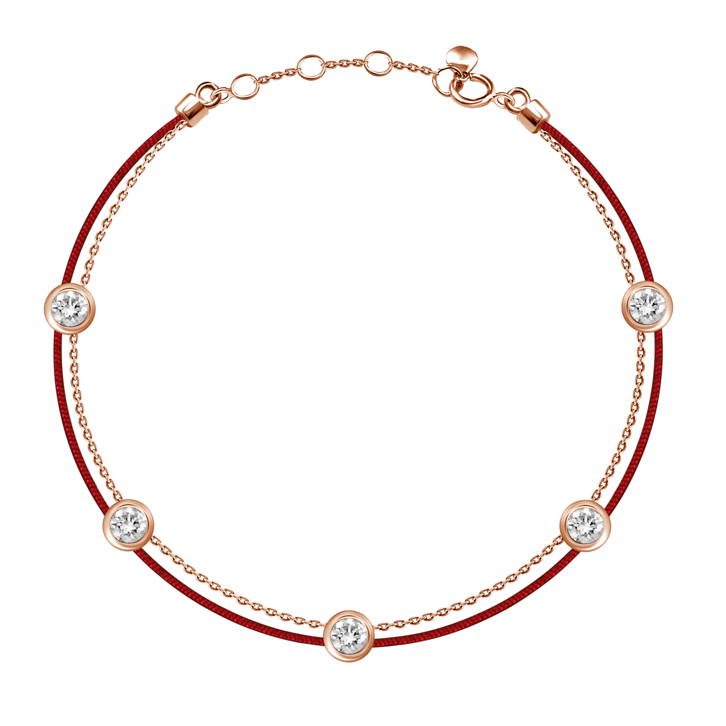18k 5 Bezel Diamond Chain Bracelet