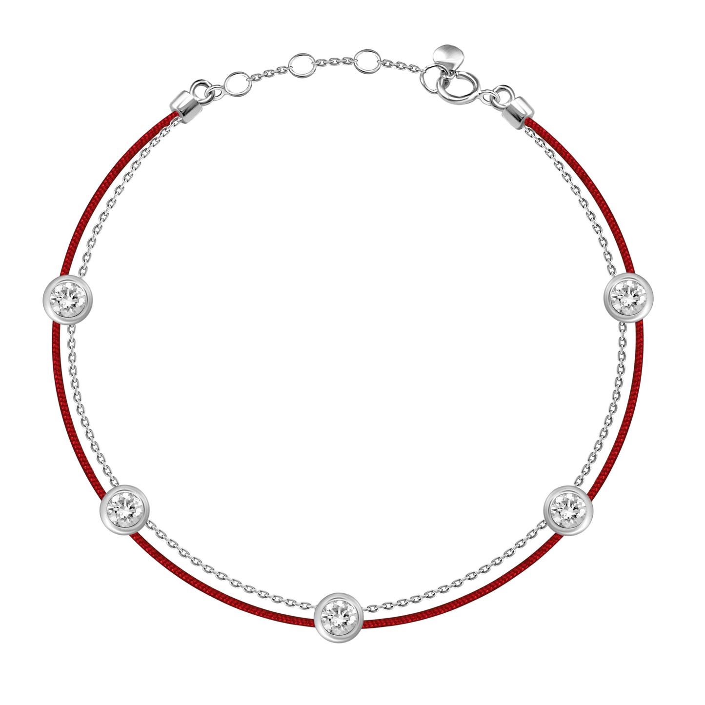 18k 5 Bezel Diamond Chain Bracelet