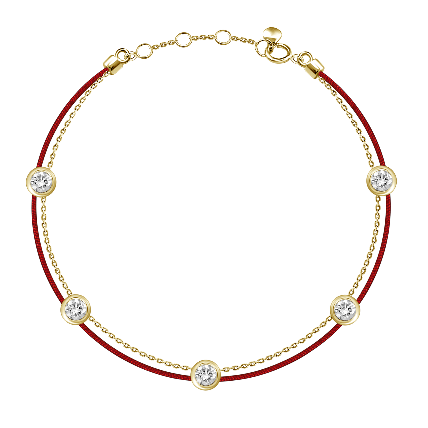 18k 5 Bezel Diamond Chain Bracelet