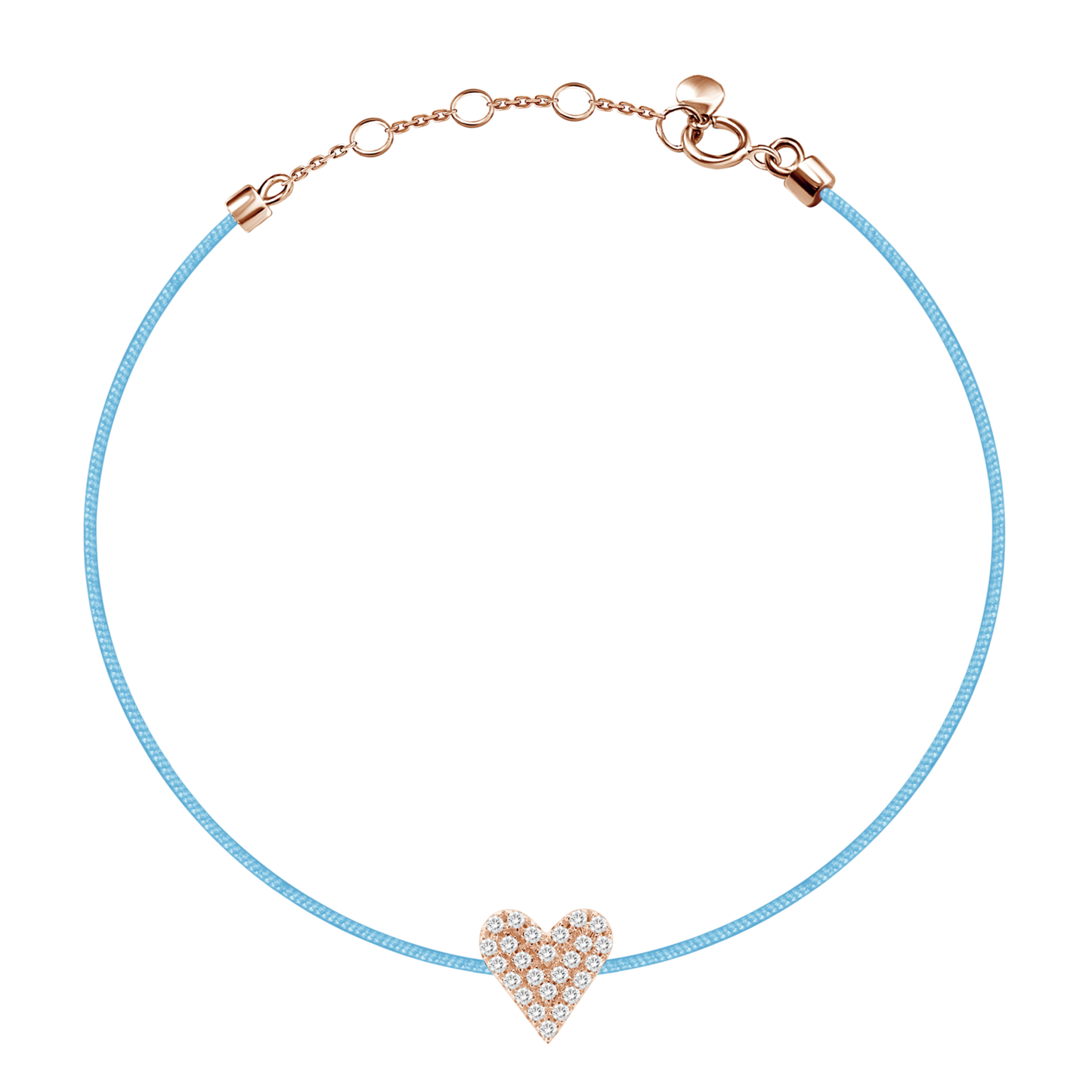 18k Heart Diamond Pave Thread Bracelet