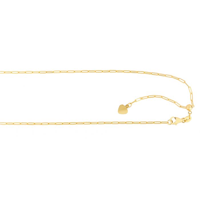 14K Gold 1.5mm Adjustable Paperclip Chain