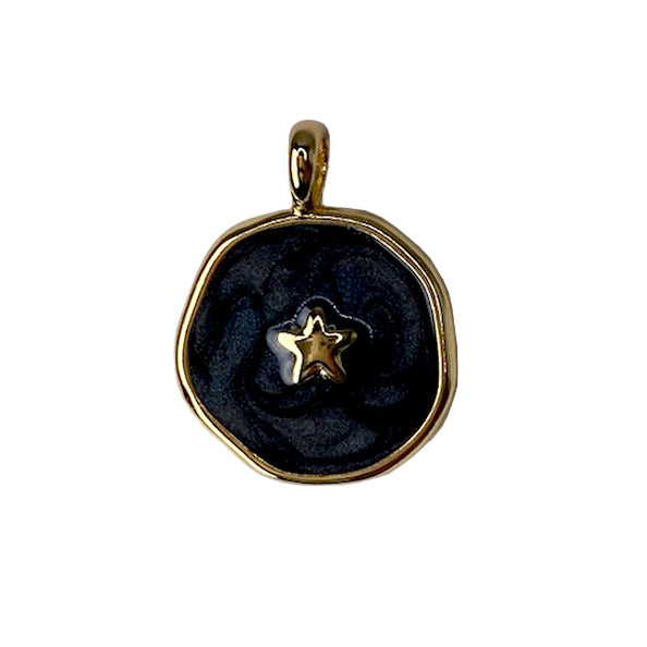 Black Round Enamel star