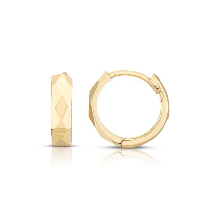14k Faceted Huggie Earrings