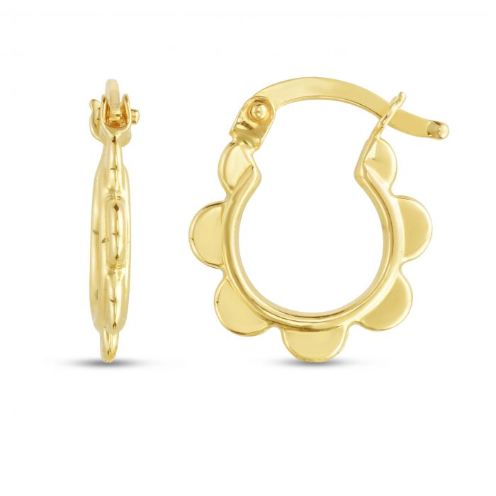 14k Scalloped Hoop
