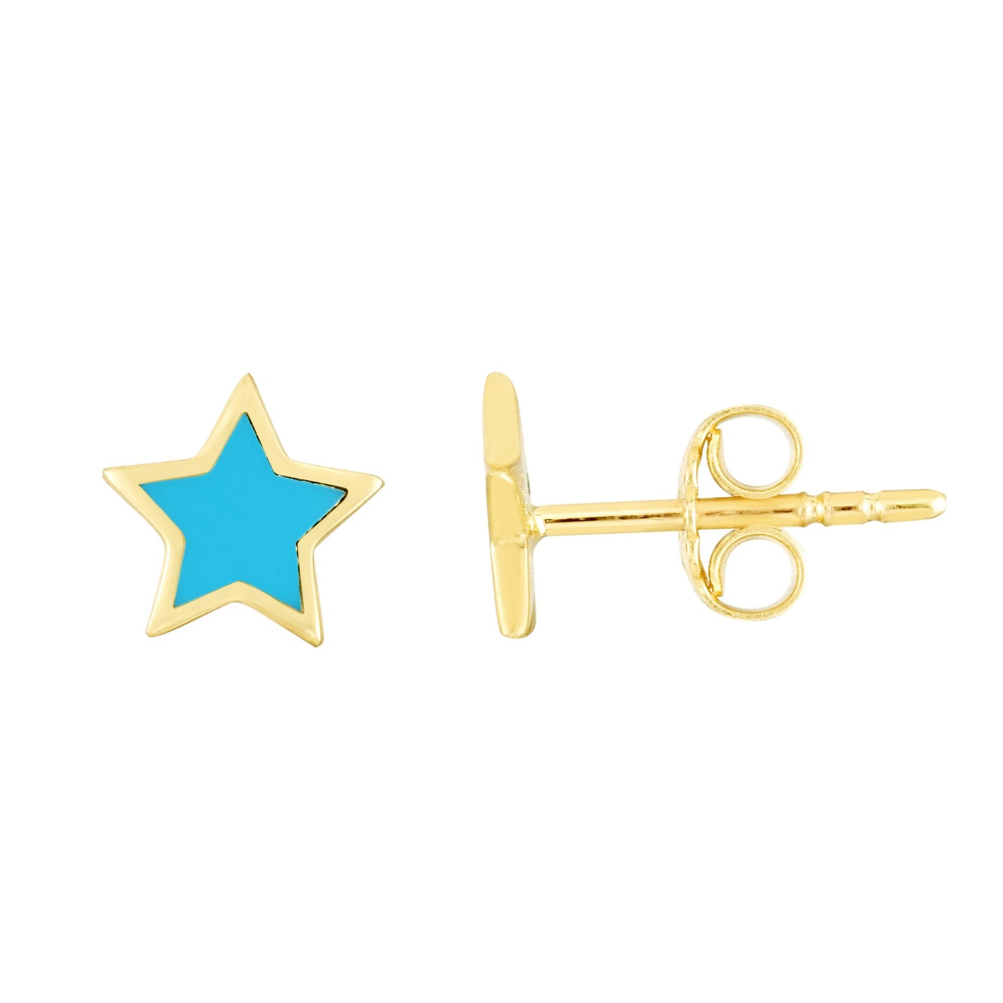 14k Star Enamel Earrings Studs