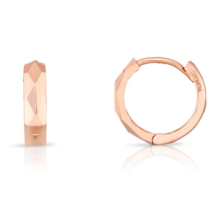 14k Faceted Huggie Earrings