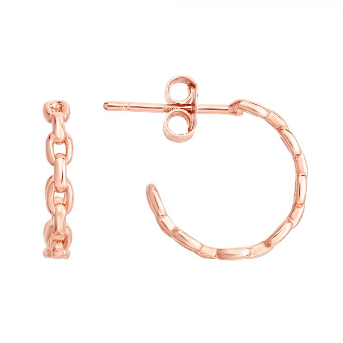 14K Oval Links C Hoops Earrings