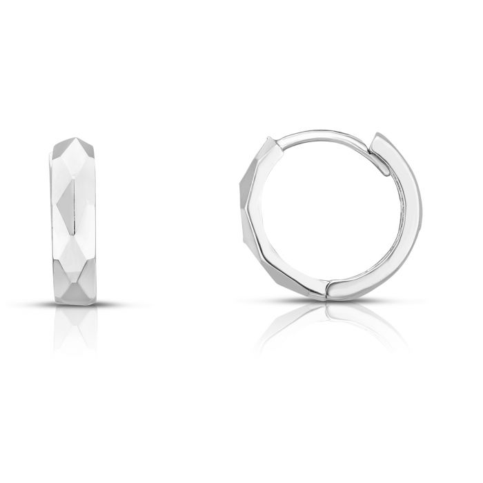 14k Faceted Huggie Earrings