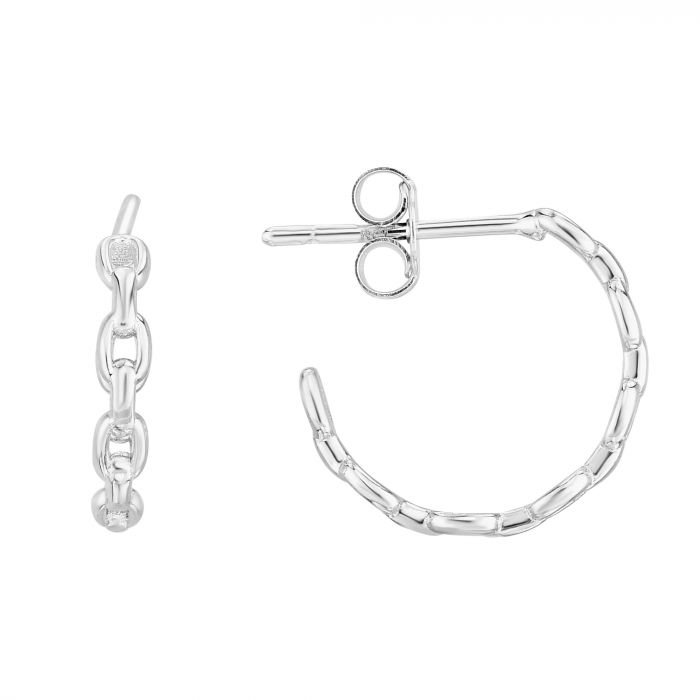 14K Oval Links C Hoops Earrings