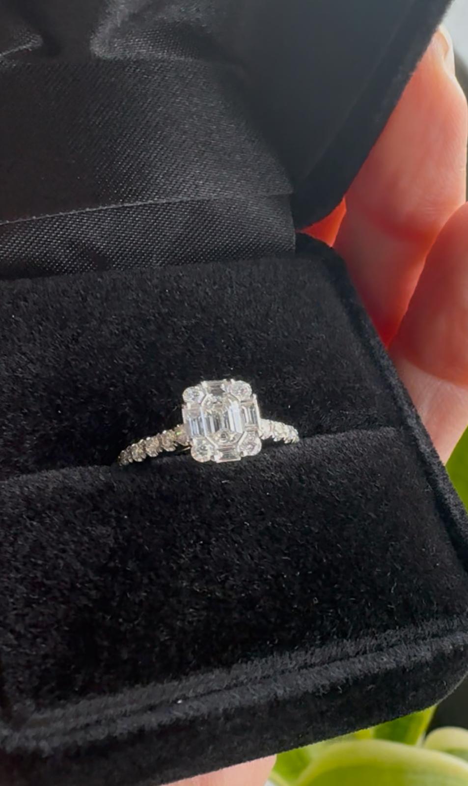 14K Engagement Ring Mosaic Emerald Band