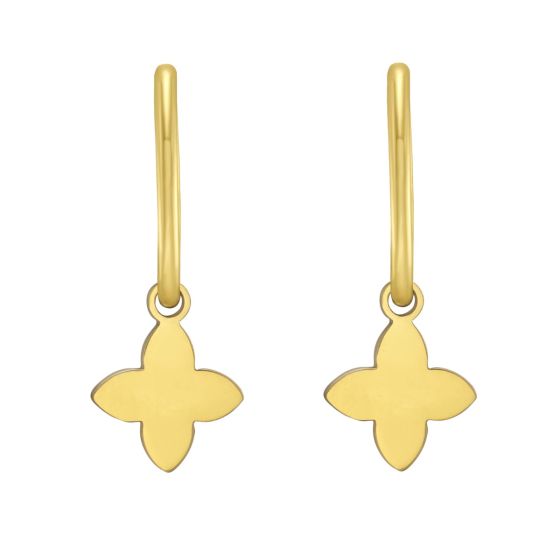 14K Gold Flower Huggies
