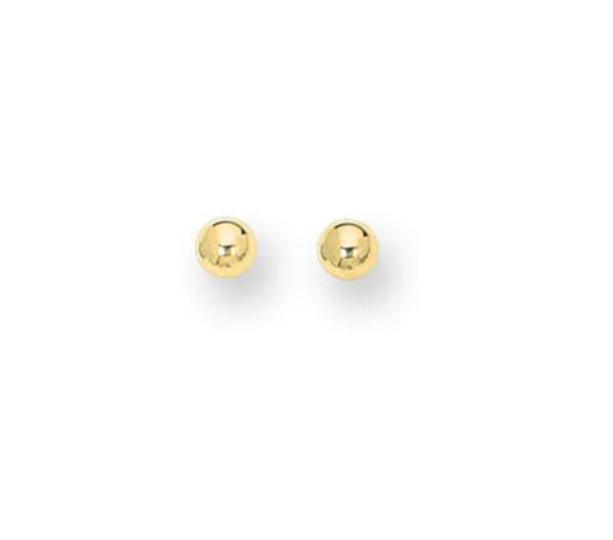 14K Gold Polished 3mm Ball Post Earring