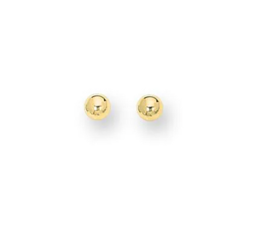 14K Gold Polished 3mm Ball Post Earring
