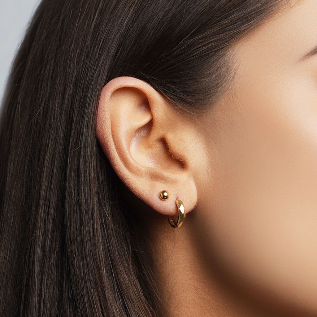 14K Faceted Huggie Editorial