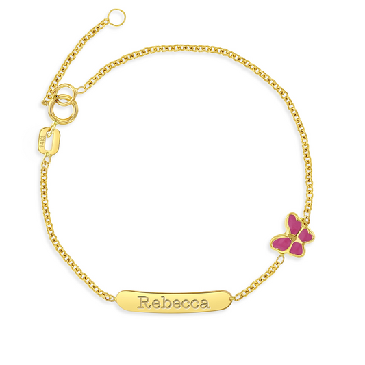 14K Butterfly Name Engraved Bracelet
