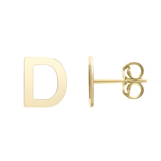 14K Gold Initial Stud Earring